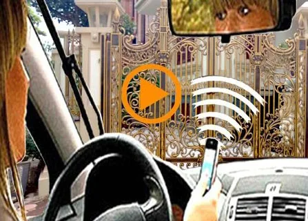 Cửa cổng hai cánh mở tự động, cửa mở bản lề tự động